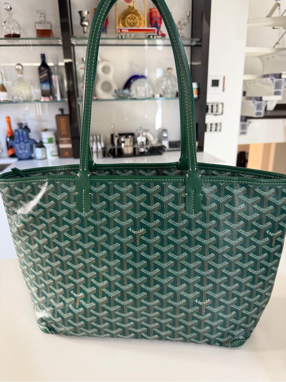 Goyard Saint Louis PM Tote Green Goyardine Canvas